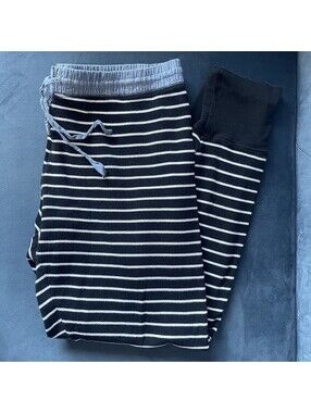 Pj Salvage Pajama Pants XL Lounge Bottoms Black White Striped Blue Sleep Thermal